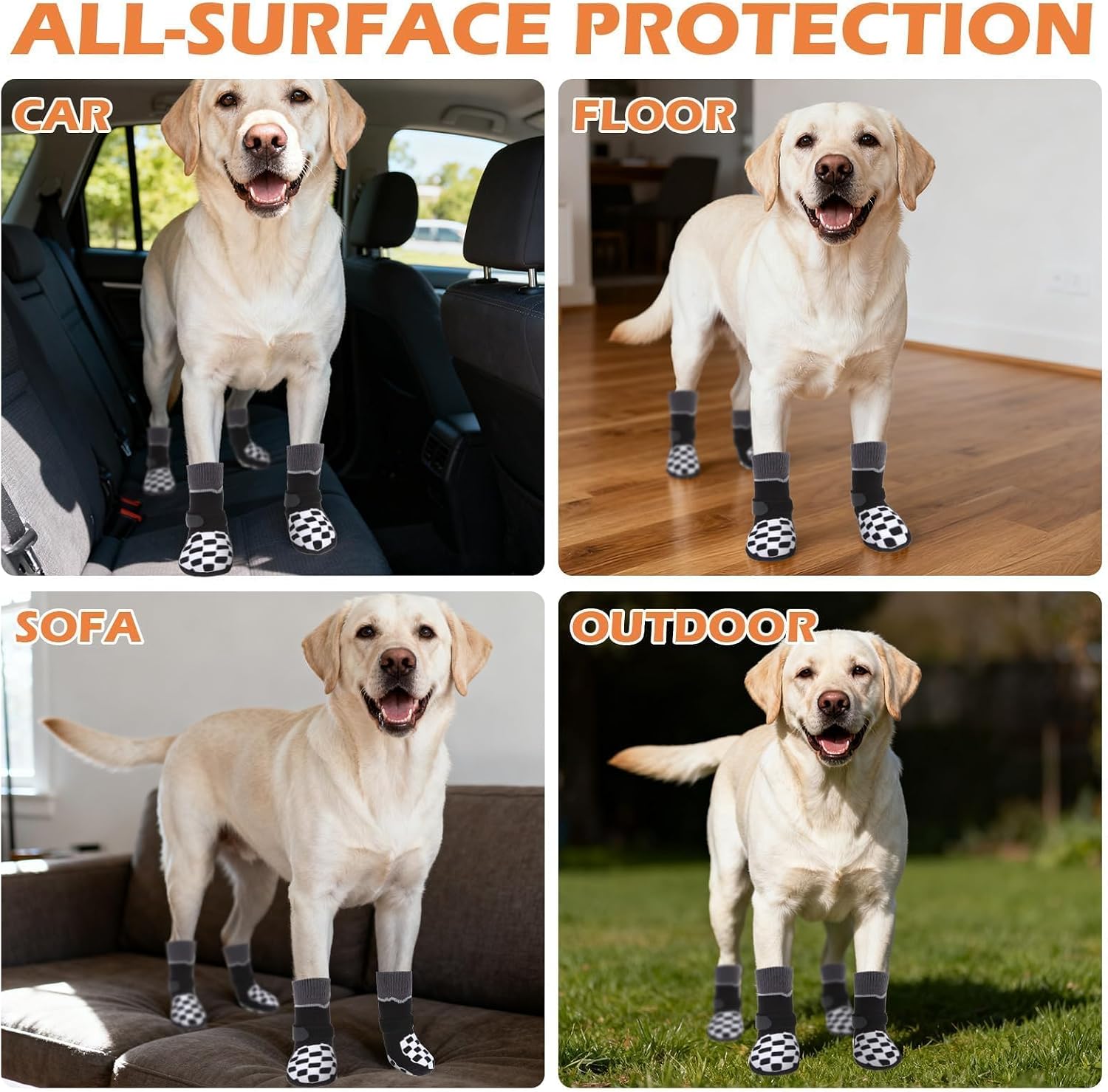 EXPAWLORER Dog Socks to Prevent Licking Paws with Grippers for Hot Pavement & Hardwood Floors Anti Slip, Reflective Dog Shoes Booties Boots & Paw Protectors with for Small Medium Large Senior Dogs XS - Image 9