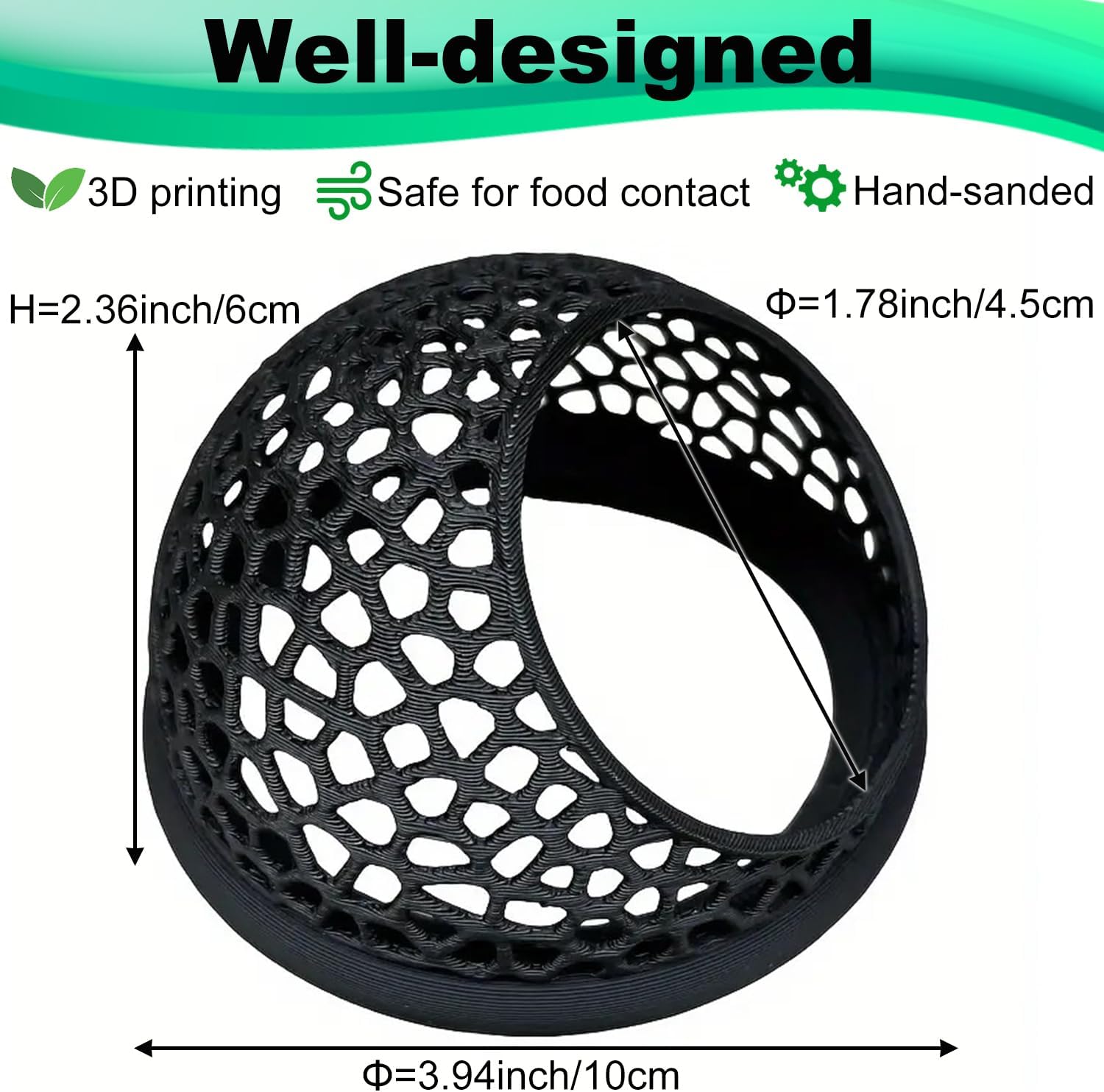 Top view of 3D printed floating feeder ring for precise feeding control.
