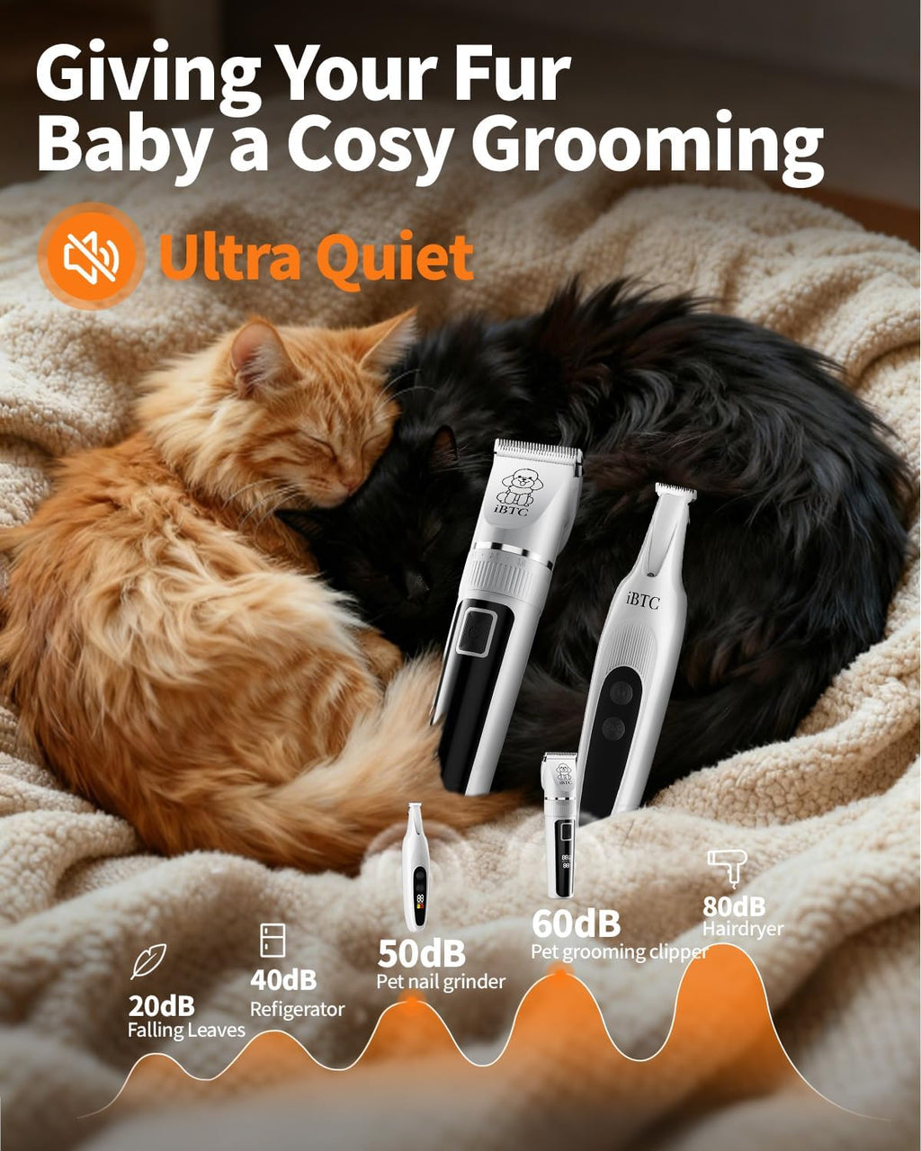 Oneisall cordless pet shaver displaying real time RPM settings and available battery time.