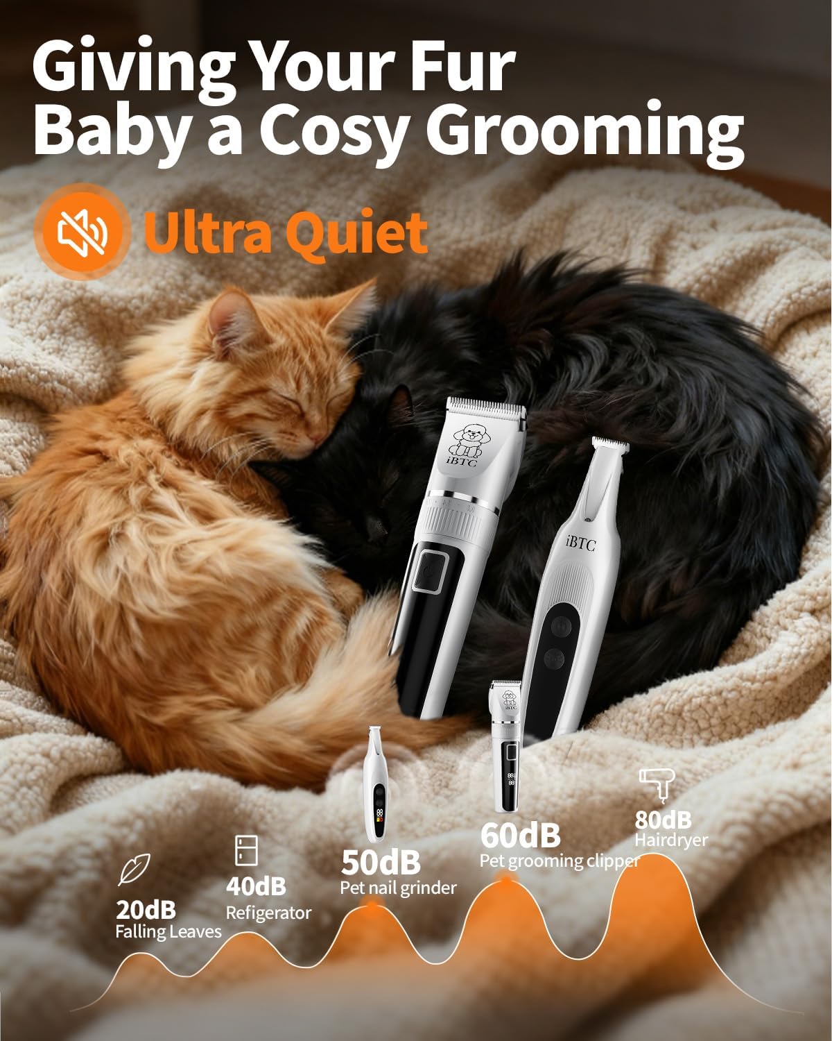 Oneisall cordless pet shaver displaying real time RPM settings and available battery time.