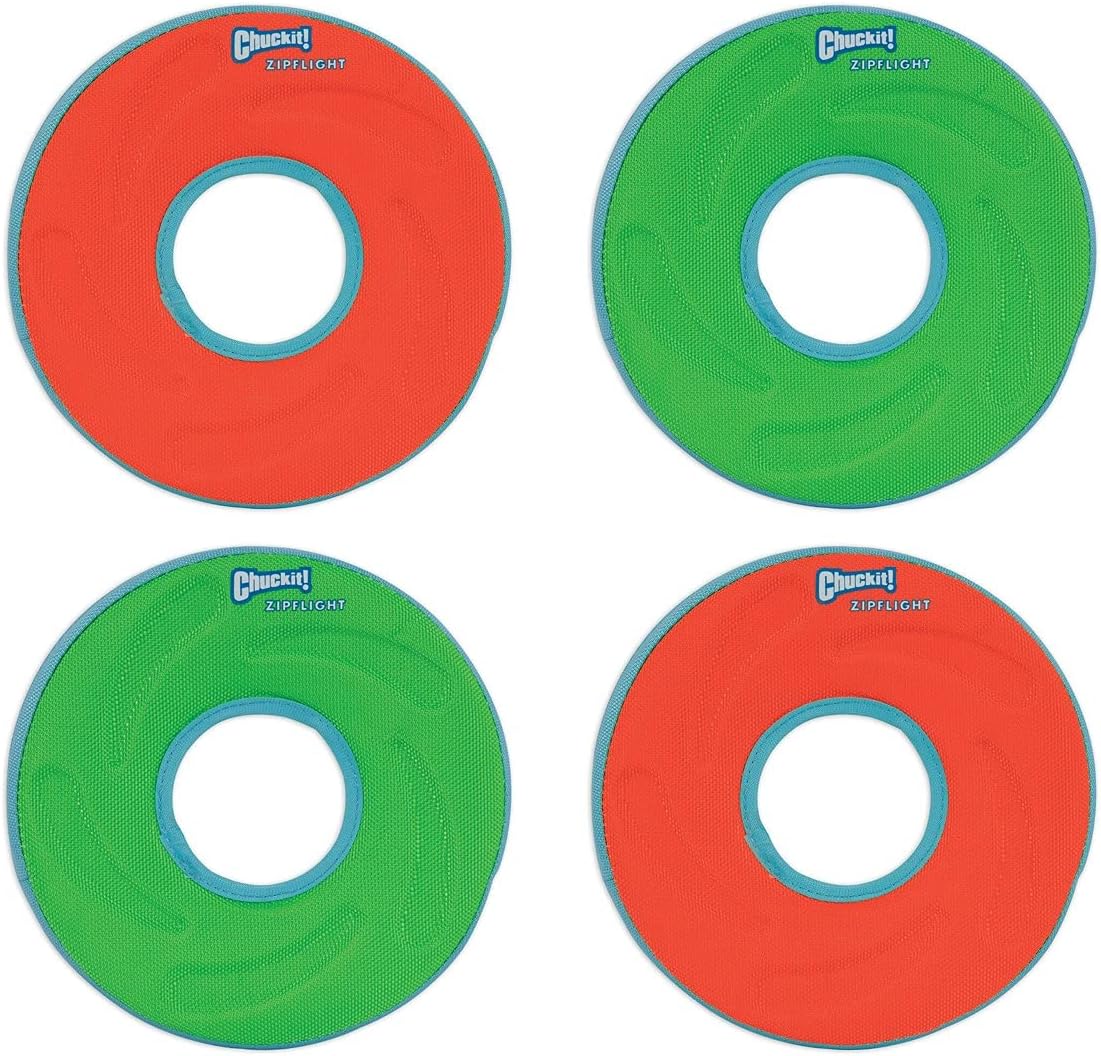 Chuckit! Zipflight Amphibious Flying Ring small 4-pack set for dogs