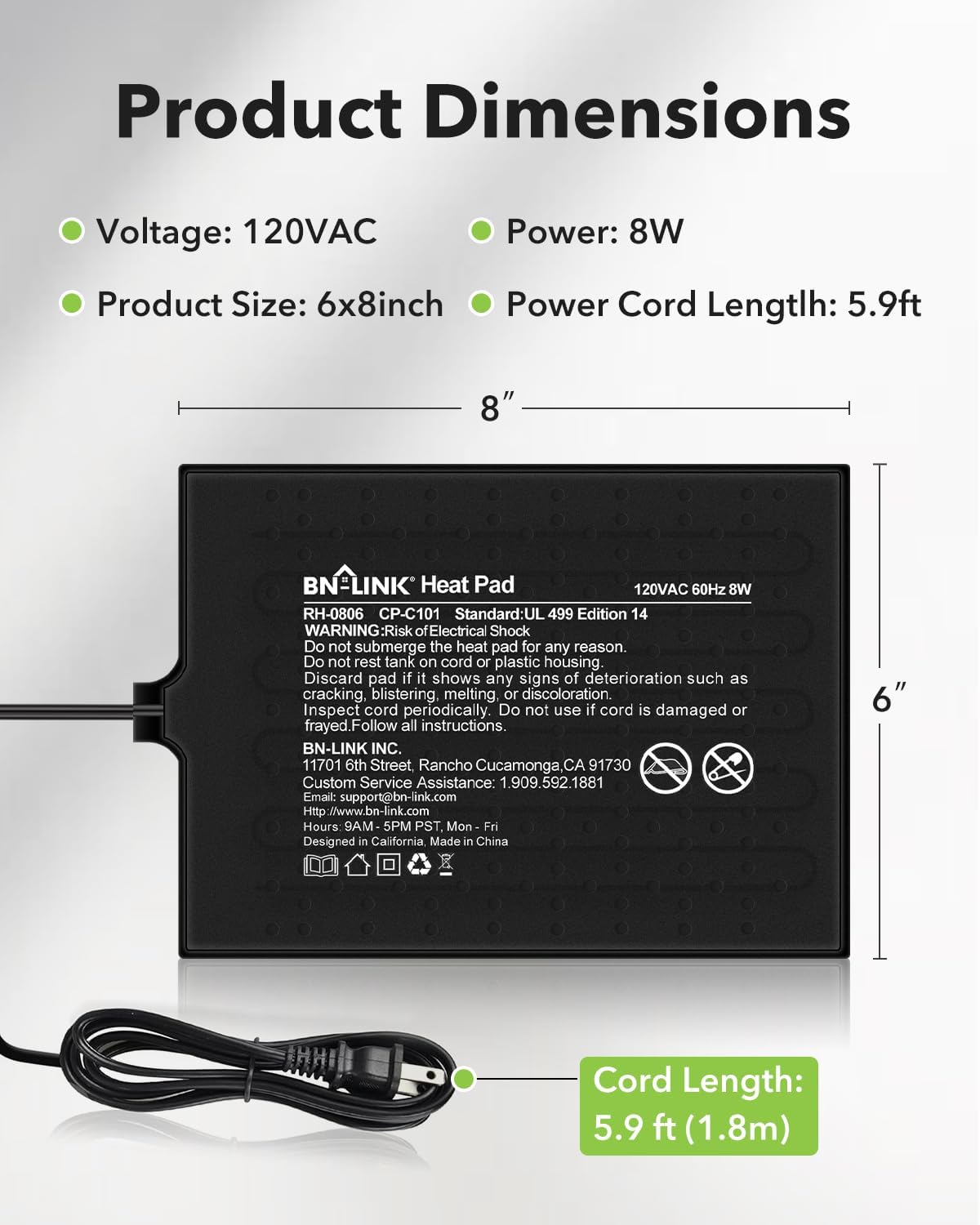 BN-Link 8 watt under tank terrarium heater packaging