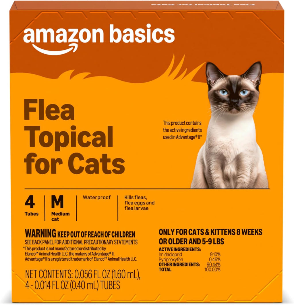 Amazon Basics Topical Flea Treatment for medium cats front packaging view