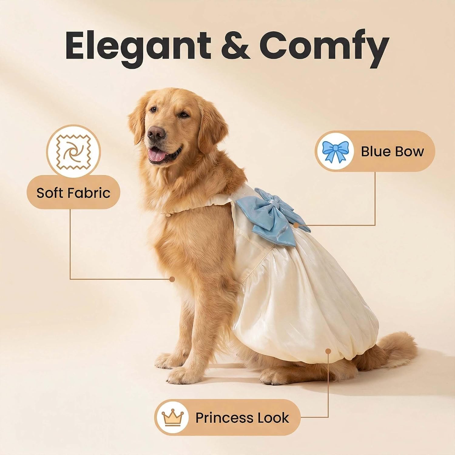 FLAdorepet large breed dog dress size chart display with measurement guide