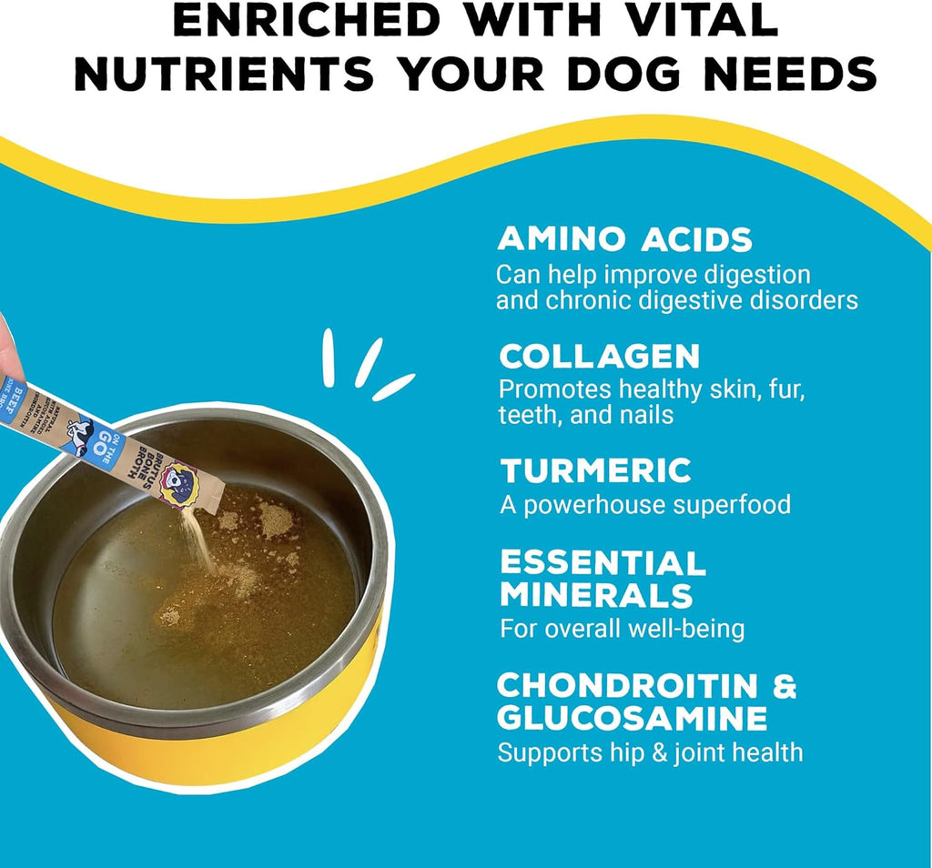 Anti inflammatory turmeric pet food topper individual sticks display