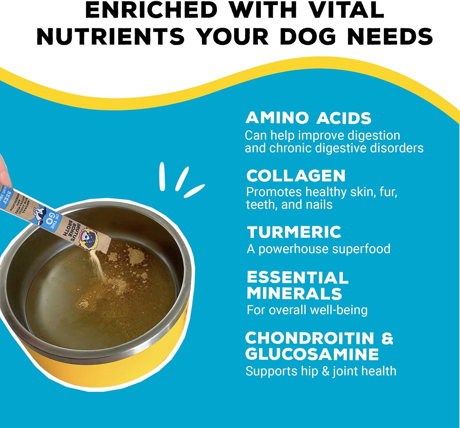 Anti inflammatory turmeric pet food topper individual sticks display