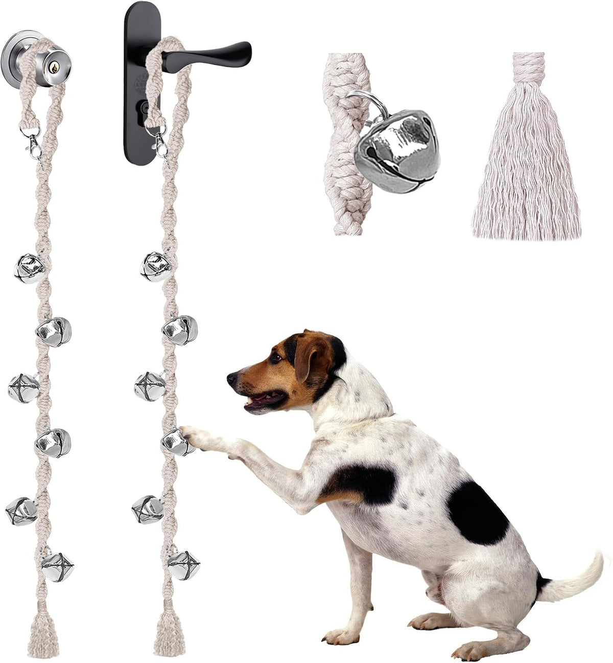 Dog Bells to Go Outside & Puppy Potty Training, Adjustable Dog Door Bell Ring to Go Potty, Handmade with Premium Yarn. Twisted Style, Beige - Image 14
