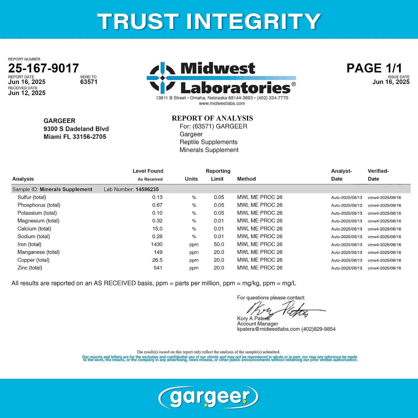 Gargeer reptile supplement powder scoop