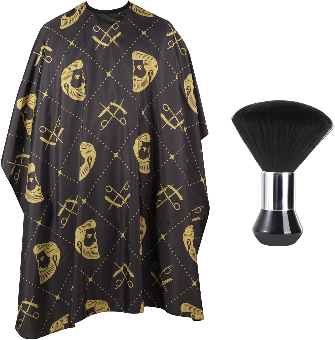 YELEGAI professional hair cutting cape and neck duster brush front view on a mannequin.