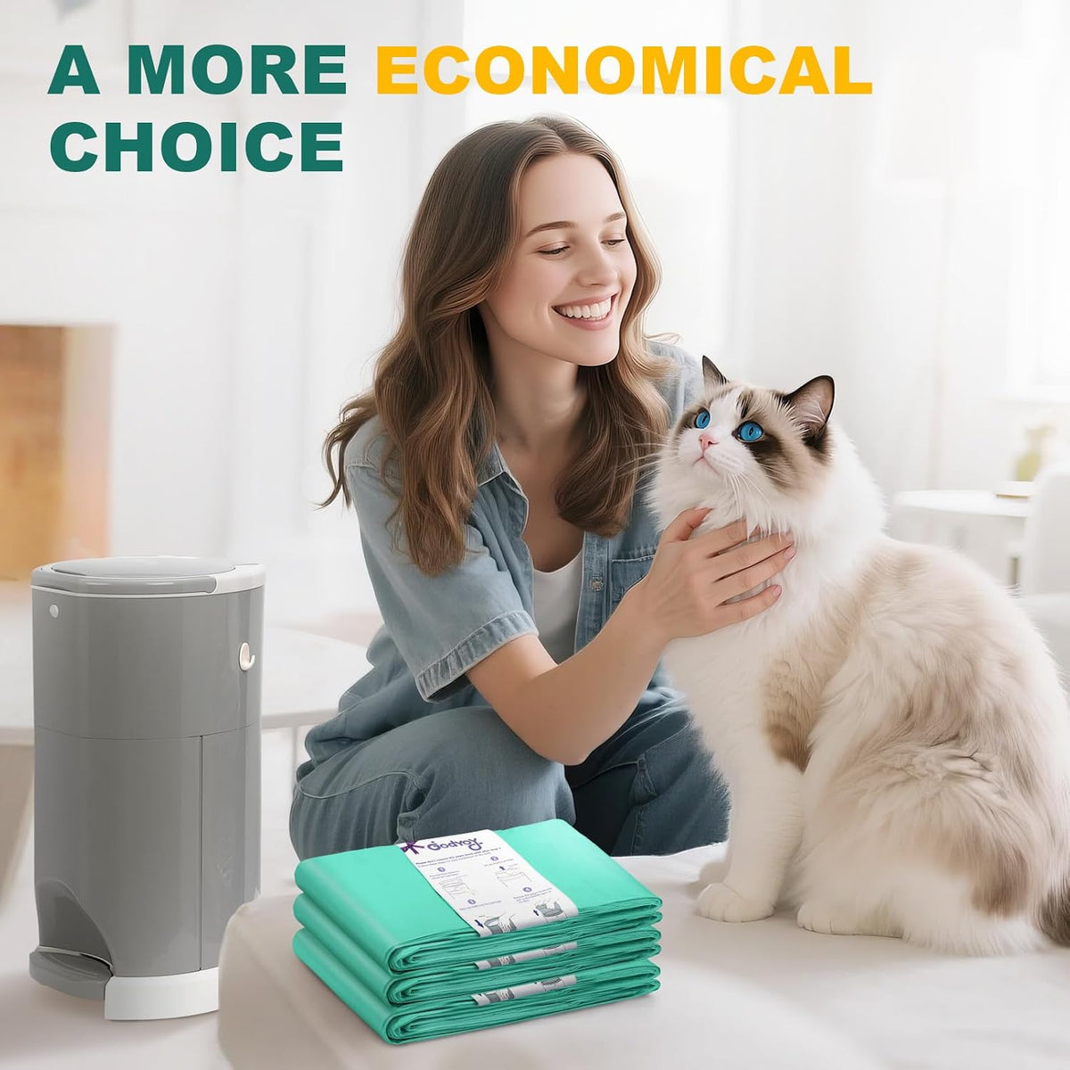Heavy duty compatible cat litter pail liners demonstrating extra thickness and tear resistance.