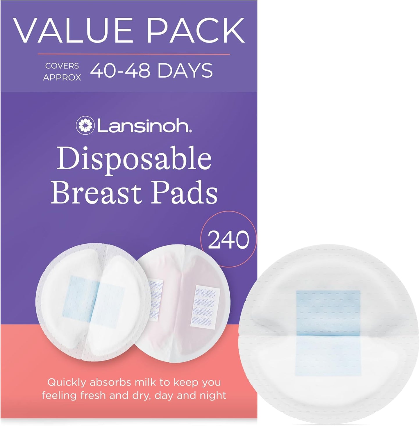 Lansinoh Stay Dry Disposable Nursing Pads front view packaging