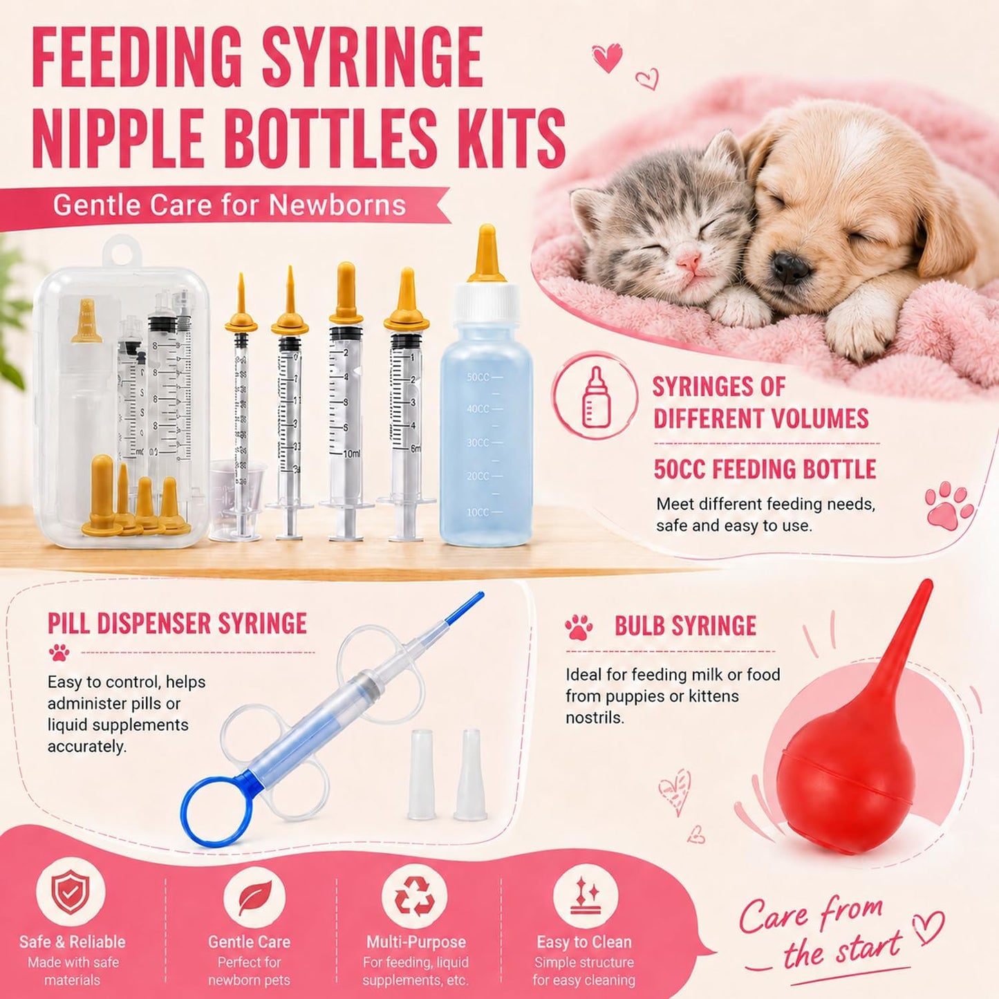 Kewen newborn puppy and kitten whelping supplies with mucus bulb aspirator tool