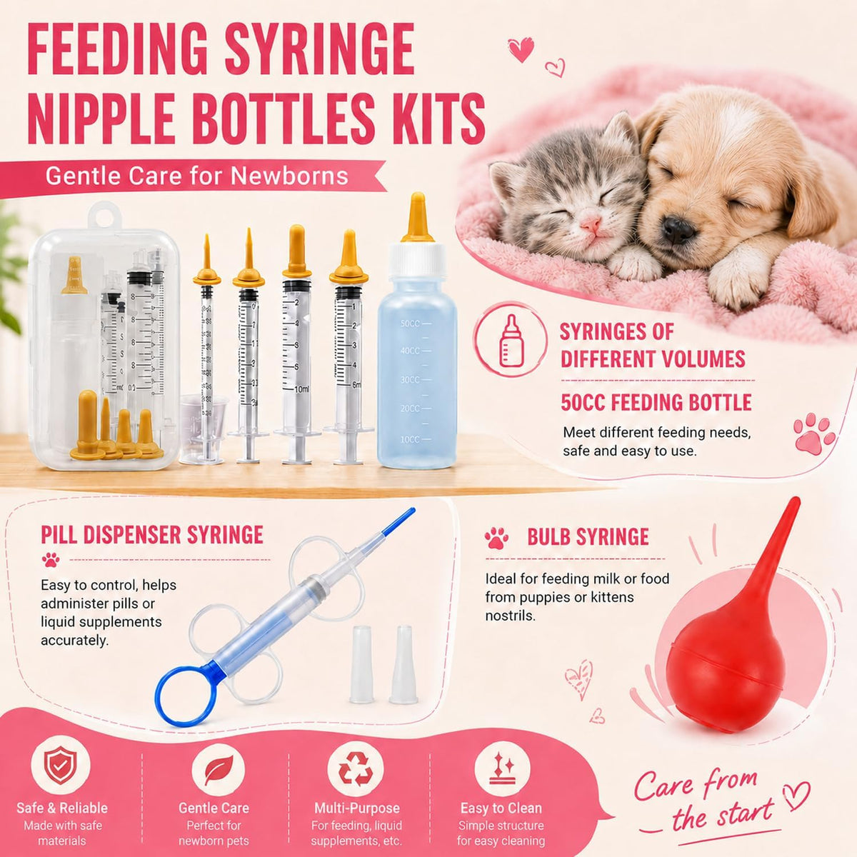 Kewen newborn puppy and kitten whelping supplies with mucus bulb aspirator tool