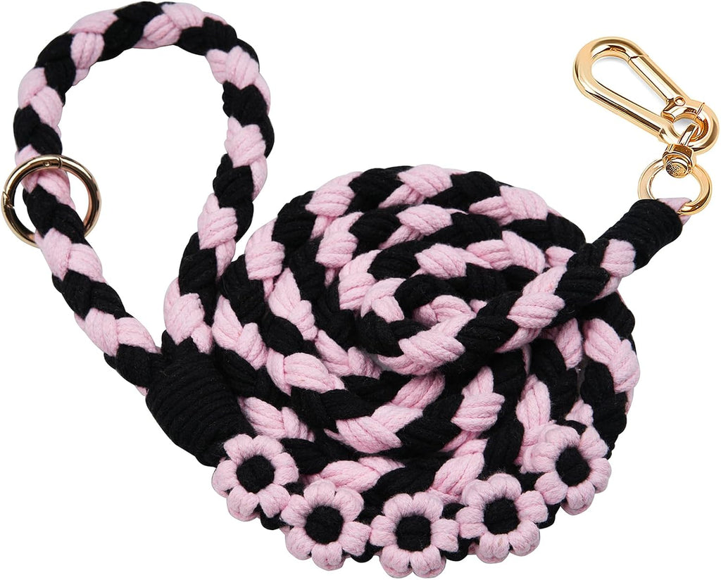 Handmade 5ft Braided Cotton Dog Leash with Unique Floral Handle, Durable and Stylish, Ideal for Small to Large Dogs,Rainbow Mix - Image 15