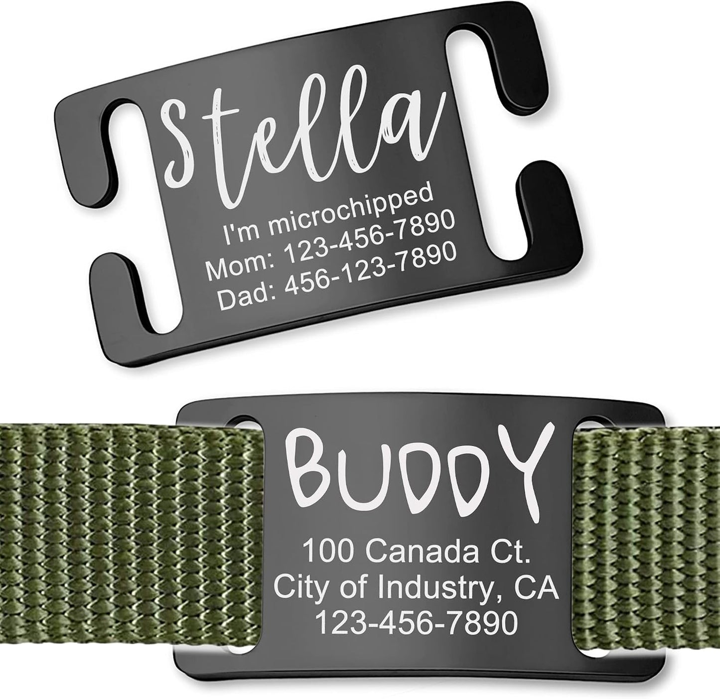 Anavia Slide On Silent Pet ID Tags, S/M/L/XL Personalized Gold Black Stainless Steel Customized Engraved Cat Dog Name Tags, Glossy Finish Chew-Proof Quiet Dog Collar Tag (X-Large, Silver) - Image 12