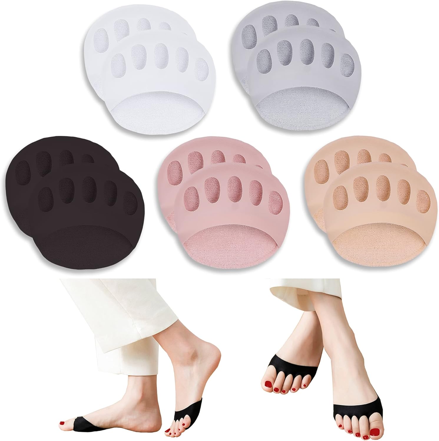SooGree Ball of Foot Cushions front view showing honeycomb breathable fabric.