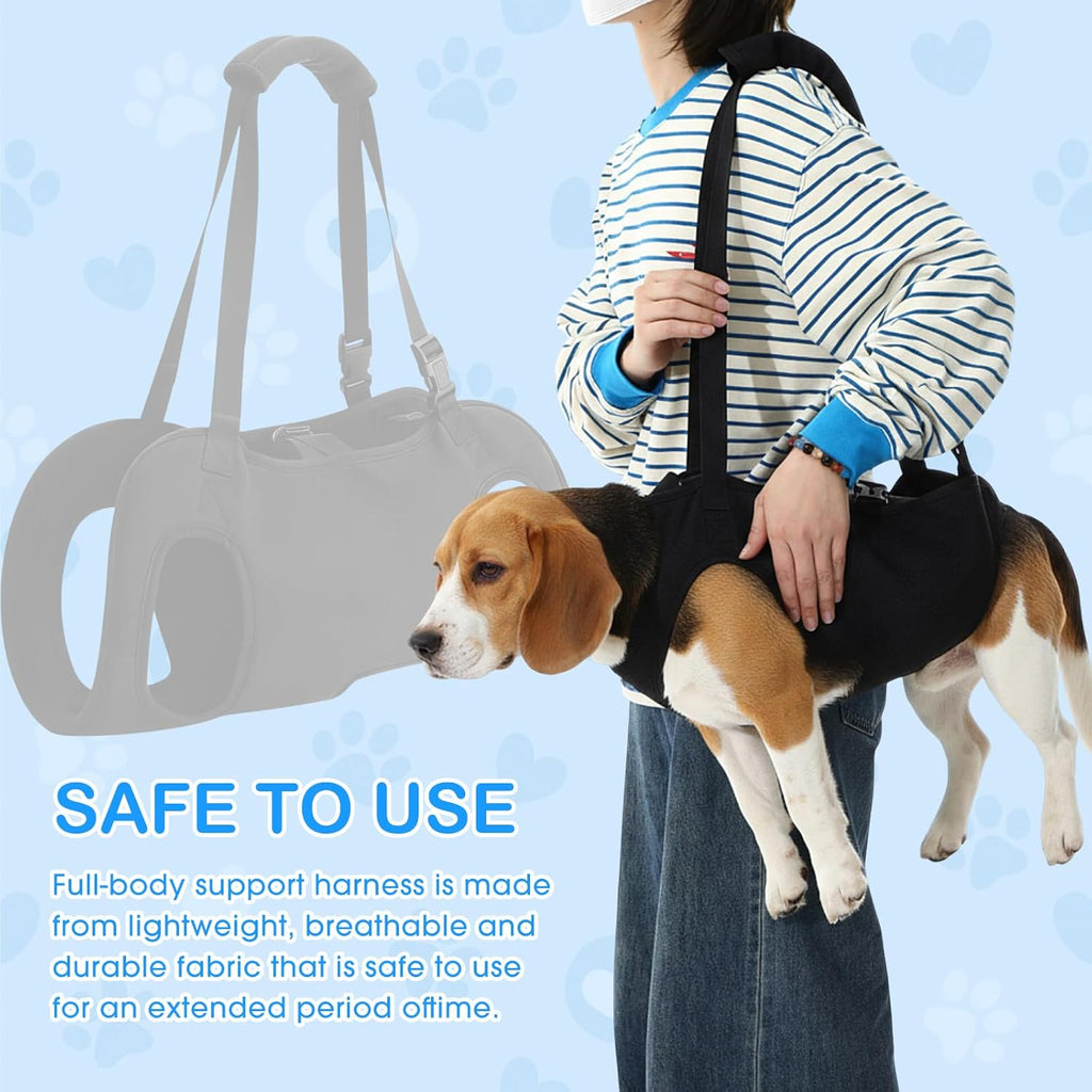 Shinylin Dog Carry Sling Emergency Backpack Pet Legs Support and Rehabilitation Dog Lift Harness Adjustable Lifting Straps Carrier for Senior Dogs Joint Injuries, Arthritis, Hiking, Skiing, Black(L) - Image 6