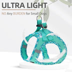 Reflective dog harness for nighttime safety with matching leash attached
