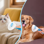 Depets bunny and pet shedding tool displaying the backside push button feature