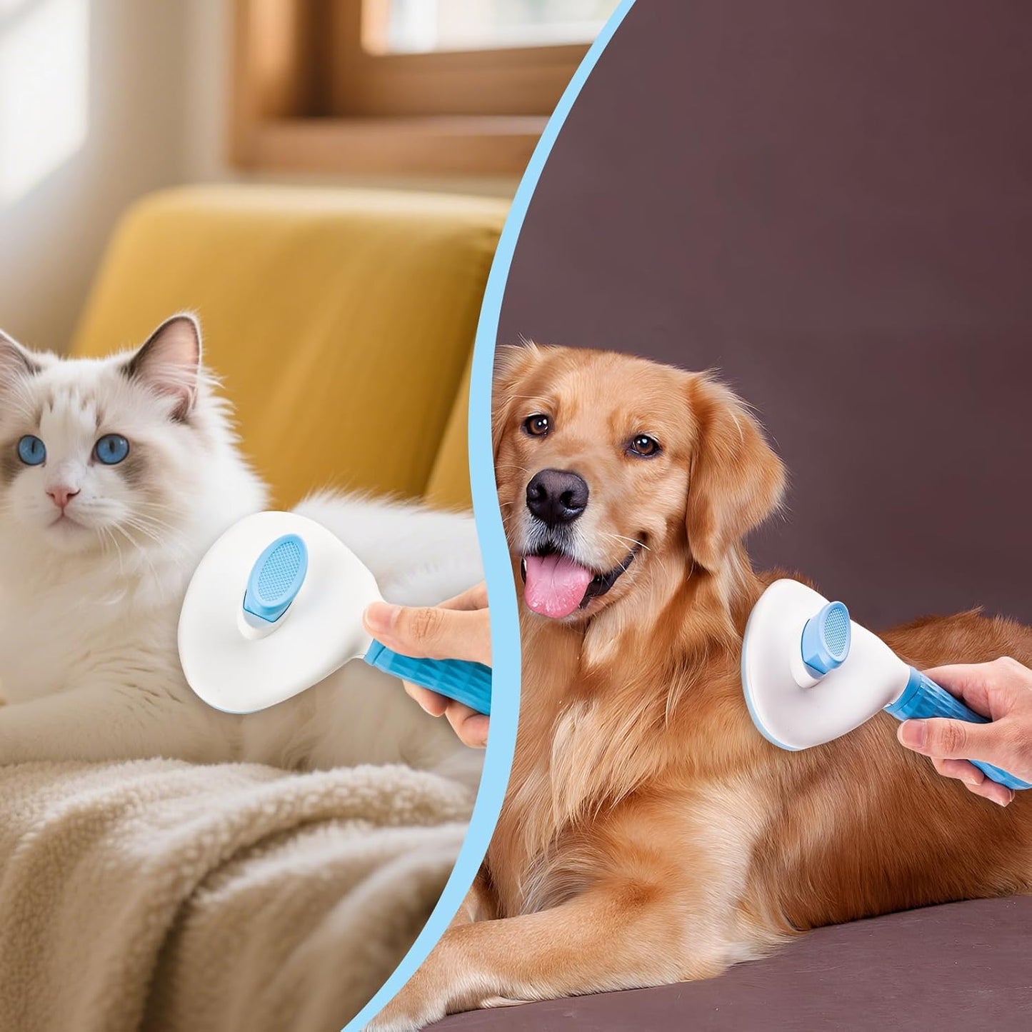 Depets shedding brush package contents displaying the lightweight pet grooming tool design.
