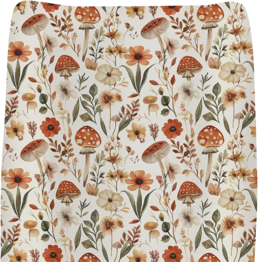 ZoUbqchY boho mushroom changing pad cover front view