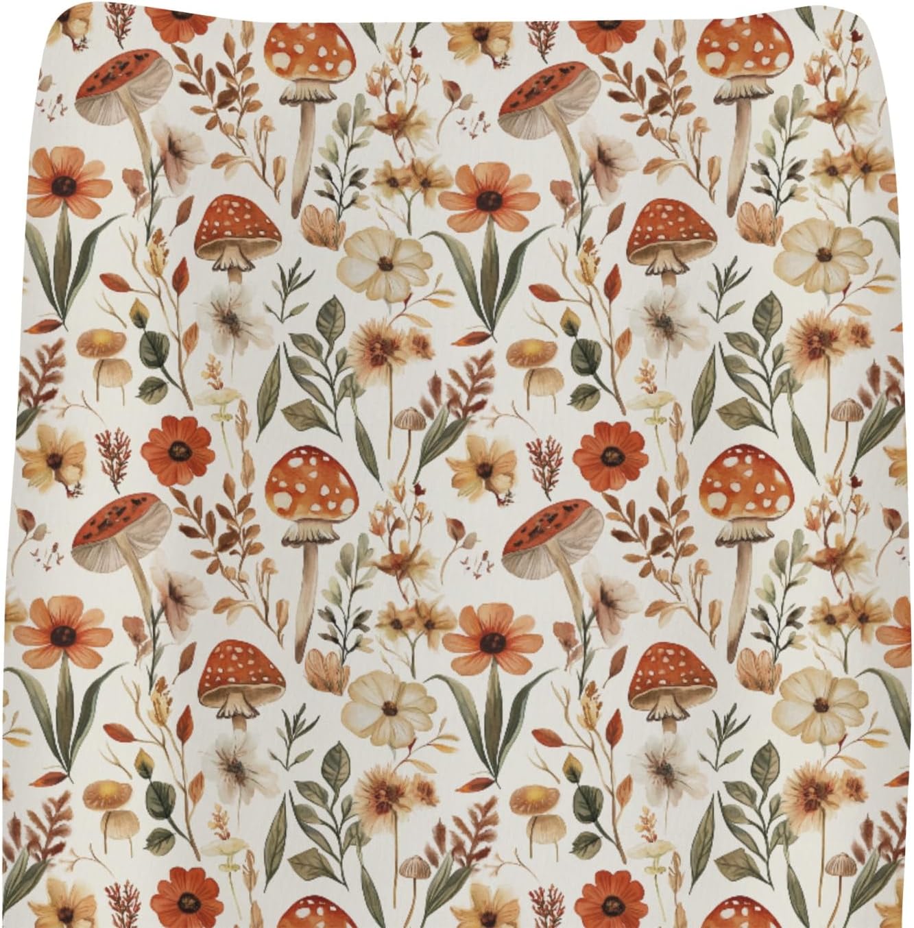 ZoUbqchY boho mushroom floral changing pad cover front view