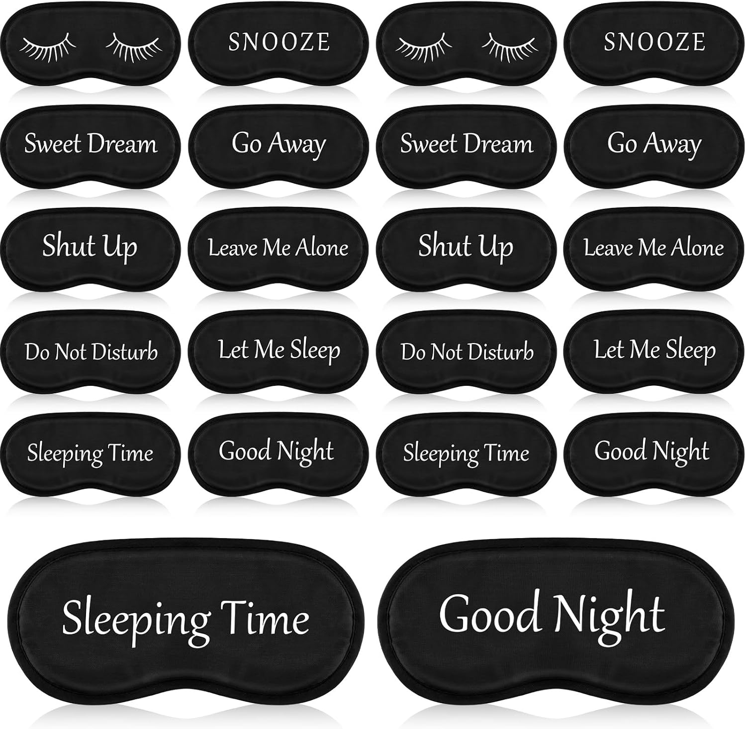 Eurzom 20 Pieces Funny Eye Sleeping Mask front view showing different slogan designs.