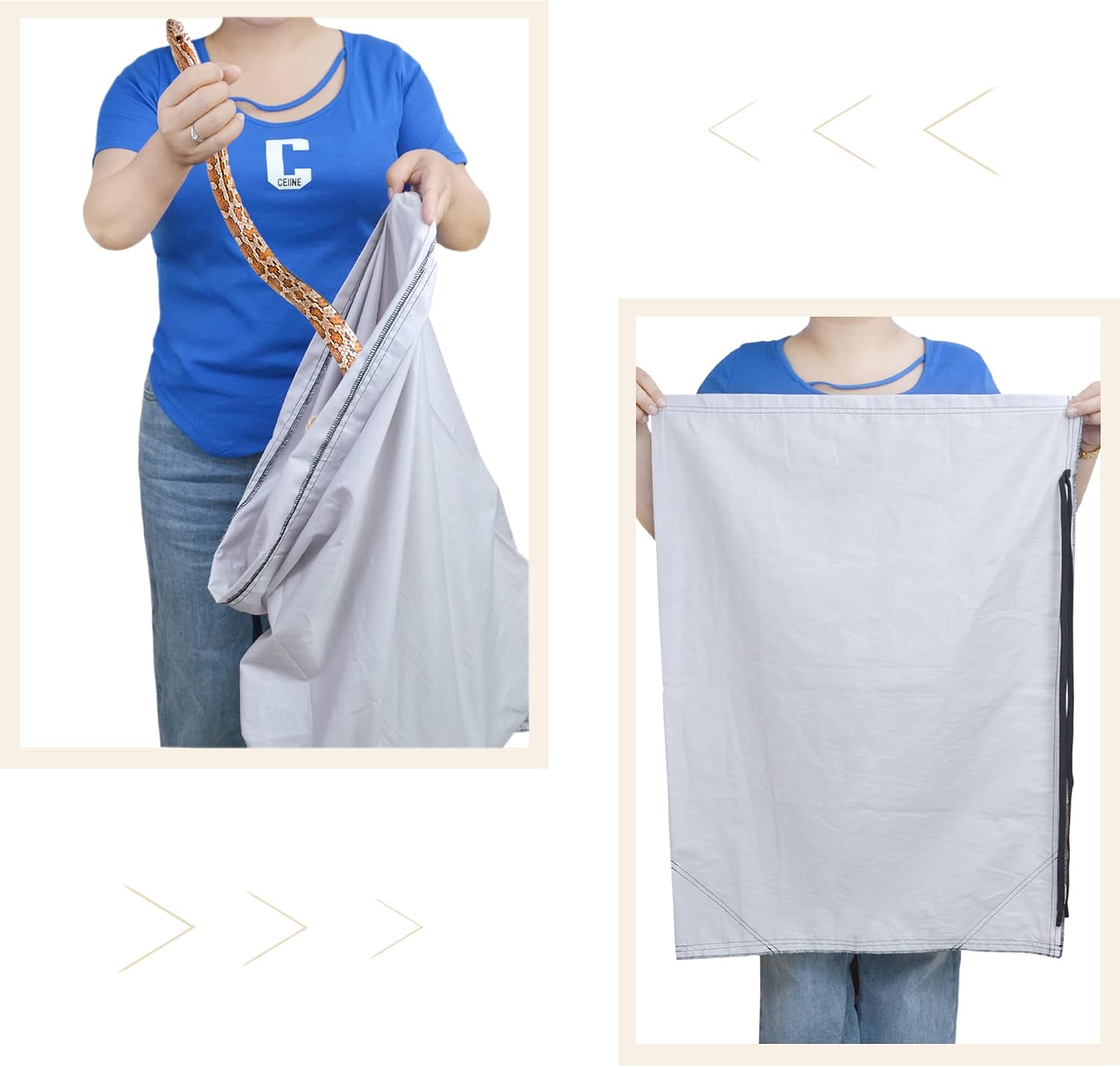 2 Pack Cloth Snake Reptile Bag with Bite Free Pouch Corner Drawstring for Capturing Moving Transporting Hunting Catching Snakes Reptiles to Vet or Travel - Image 4