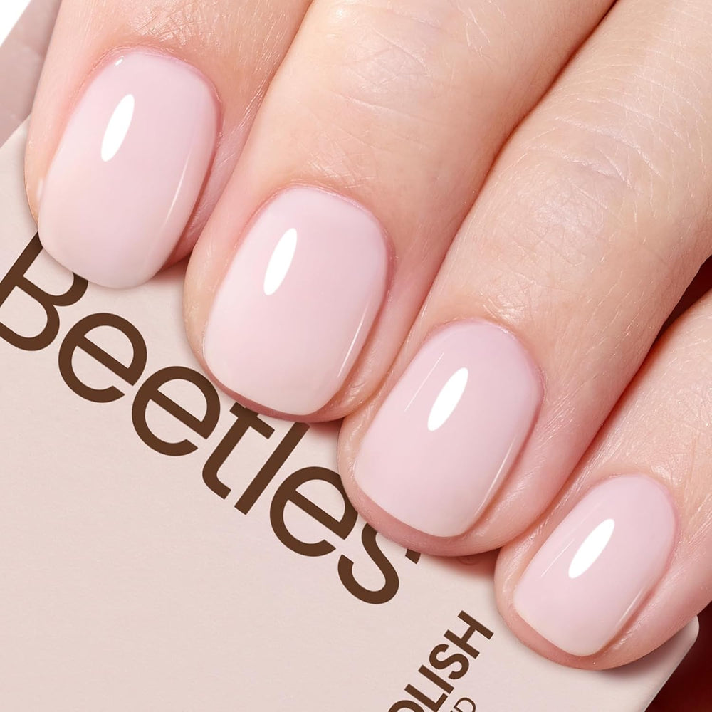 Beetles Milky Pink Gel Nail Polish front view bottle