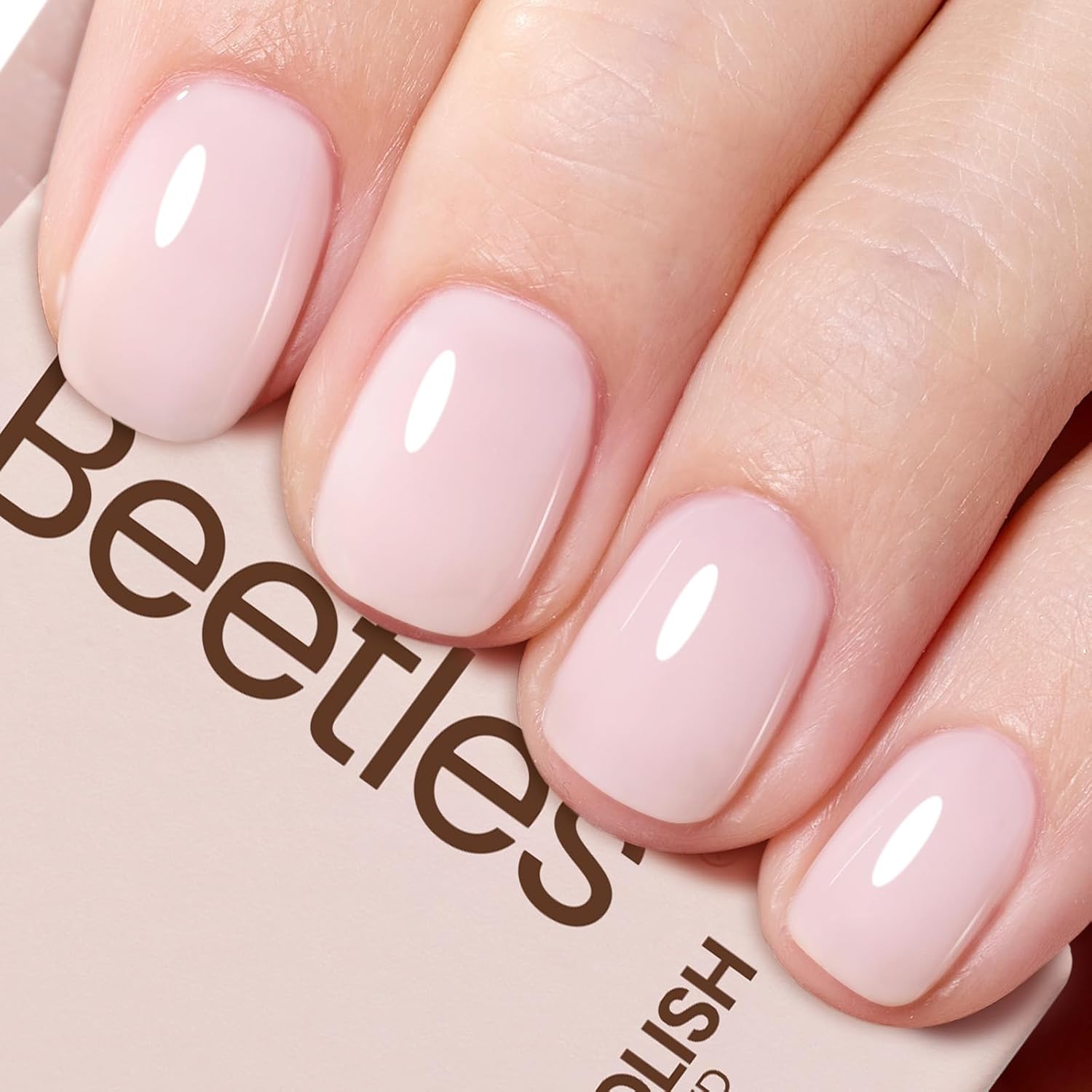Beetles Milky Pink Gel Nail Polish 15ml bottle front view