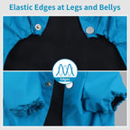 Adjustable drawstring hood detail on blue dog raincoat