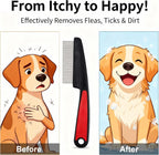 Ergonomic pet lice and egg remover comb with built in storage hanging hole.