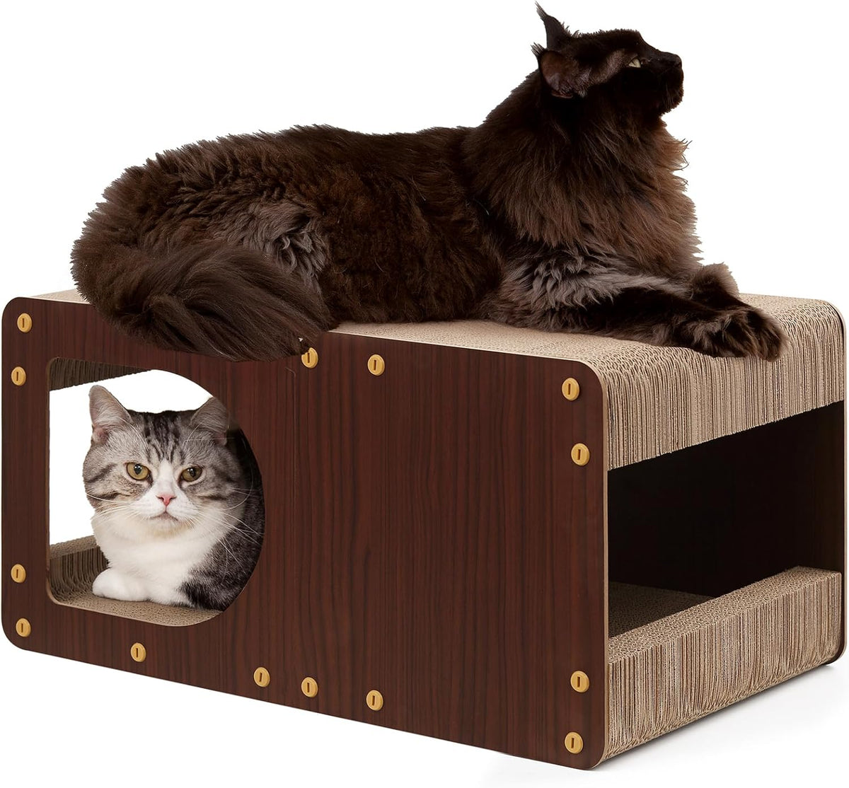 EHEYCIGA Cardboard Cat Scratcher House, 23-Inch Corrugated Cat Scratcher for Indoor Cats, Extra Large Scratching Board Pad, Brown - Image 10