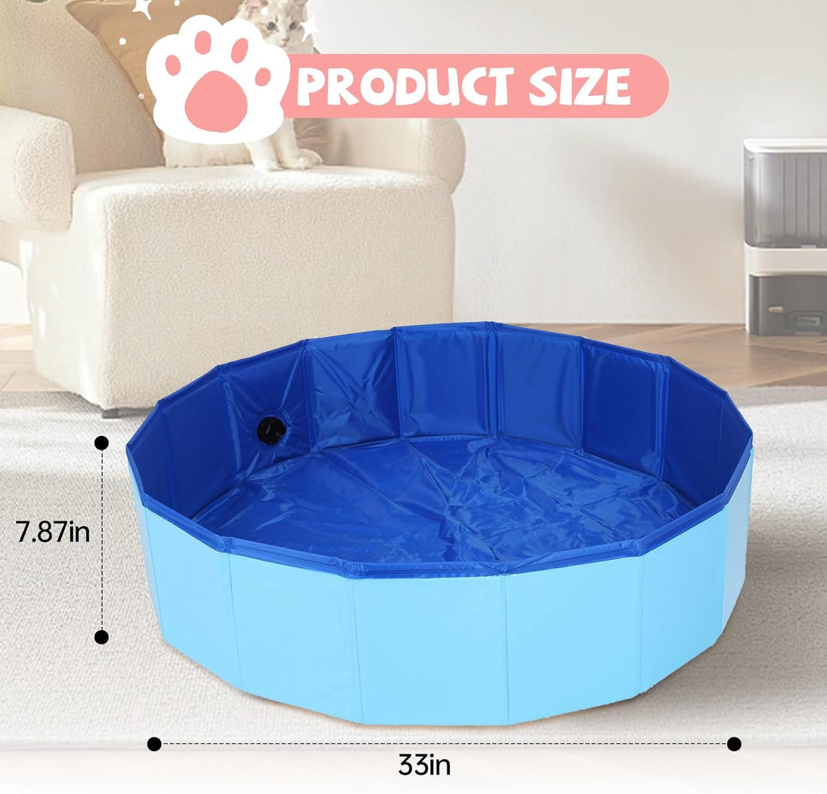 Blue foldable whelping pool for queen cats delivery space.