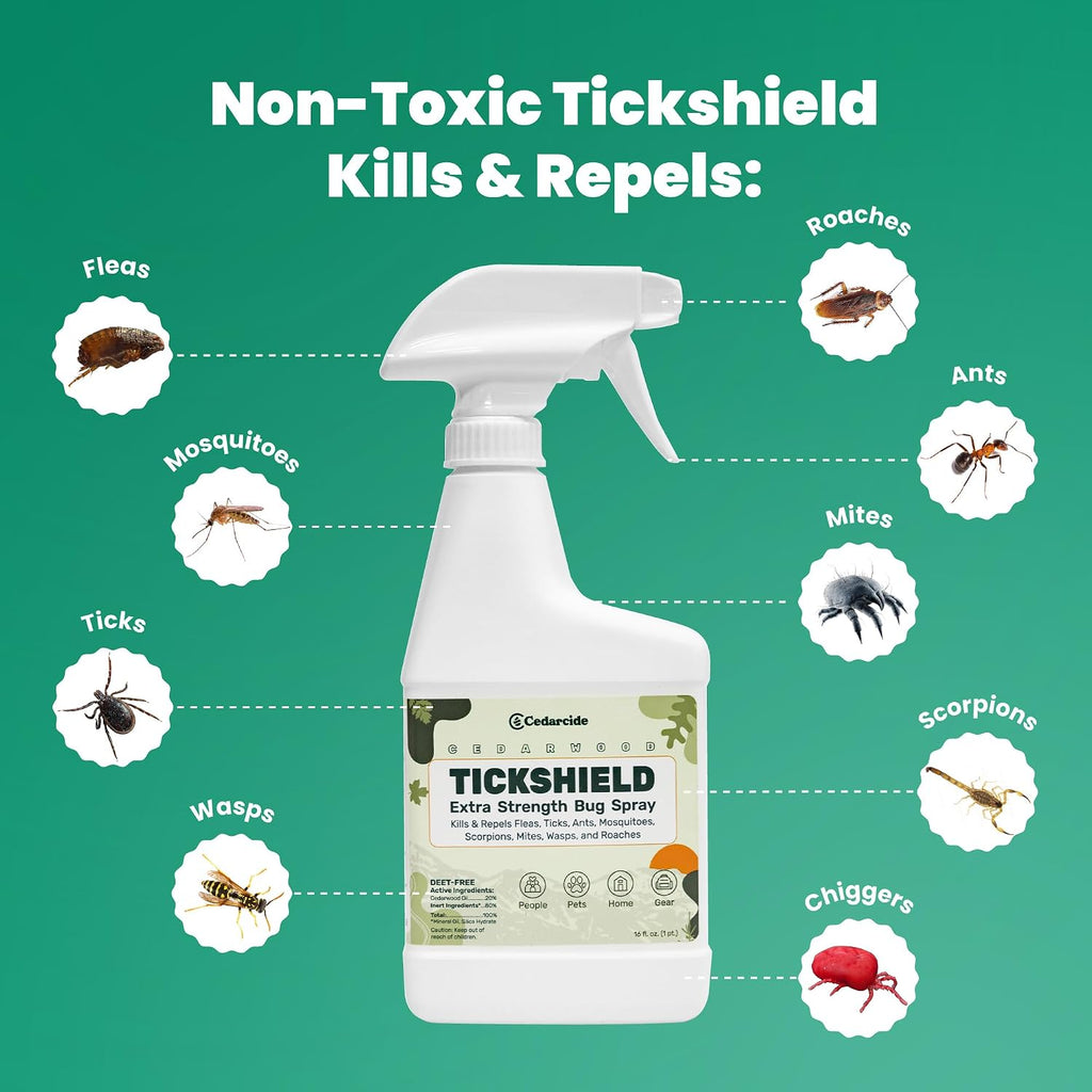 Natural cedar oil tick and mosquito repellent spray