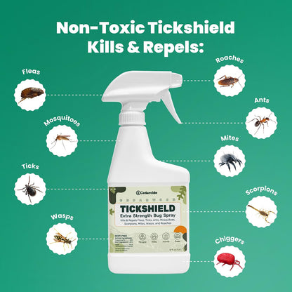 Natural cedar oil tick and mosquito repellent spray