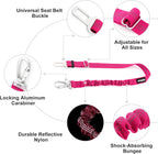 Dog Seat Belt for Car, Adjustable Dog Car Harness Seatbelt for Small Medium Large Dogs, Heavy Duty Travel Safety Restraint with Locking Aluminum Hook & Reflective Nylon Strap, Pink - Image 9