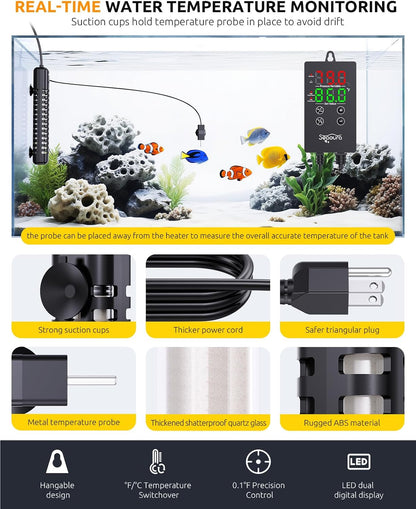 Seaoura aquarium heating rod quartz glass construction