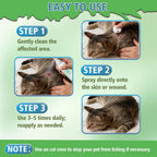 Cat wound infection care spray bottle back label showing application details