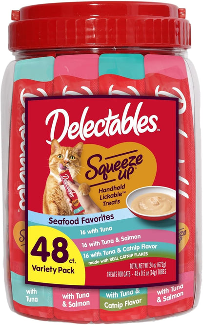 Delectables Squeeze Up Seafood Variety Pack, Creamy Squeezable Puree, Lickable Wet Cat Treats, Grain Free, No Added Fillers, No by-Products, No Added Preservatives, 0.5 Ounces Tube, 54 Tubes Total - Image 10