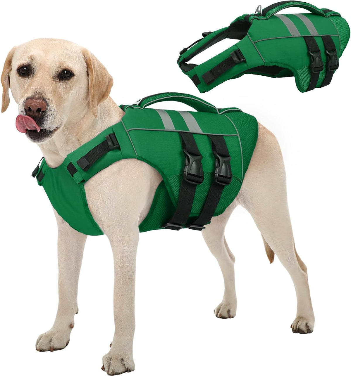 Kuoser Dog Life Jacket Large, High Flotation Puppy Safety Vest for Swimming Boating, Reflective Water Vest Pet Life Preserver with Rescue Handle, Orange L - Image 12
