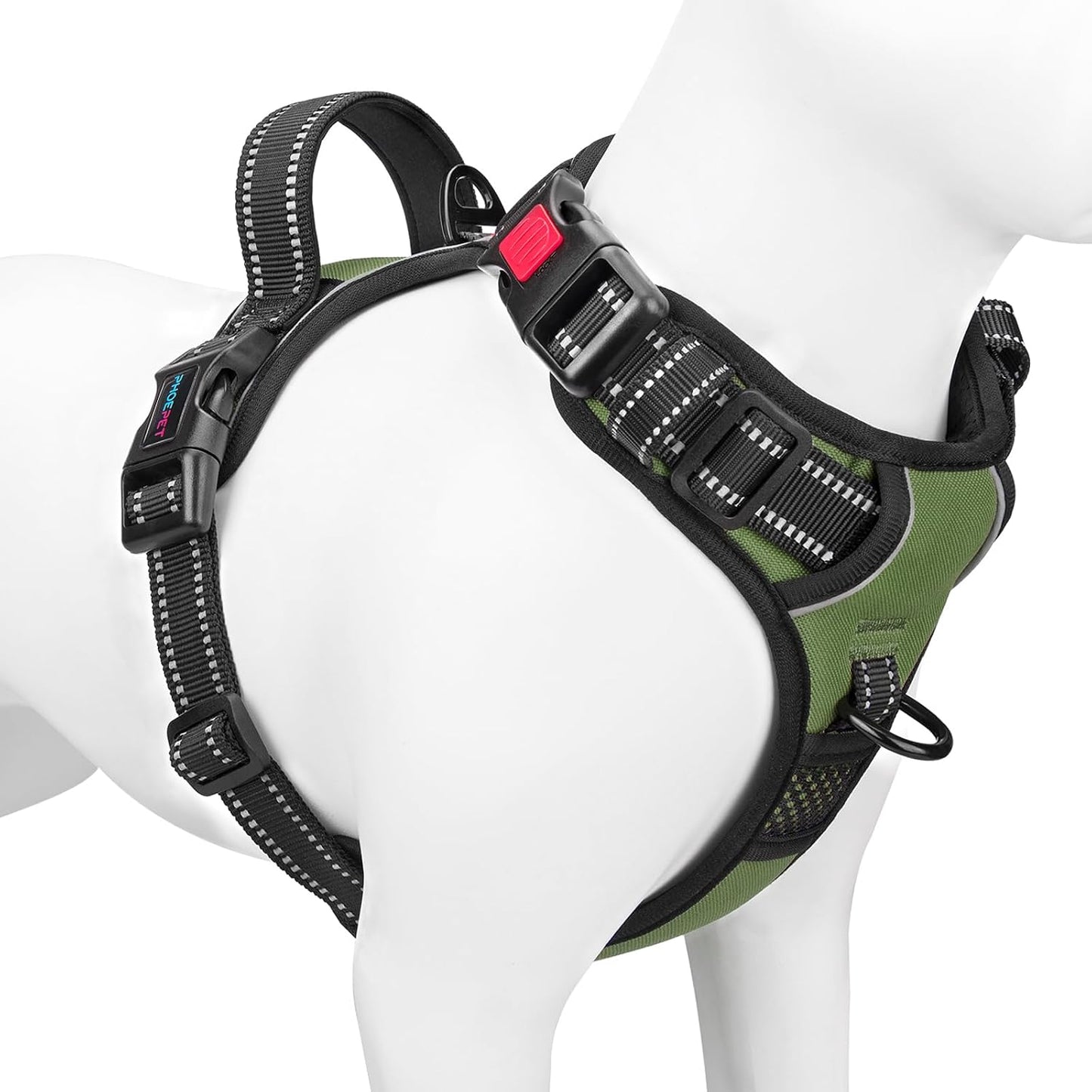 PHOEPET No Pull Dog Harness Medium Reflective Front Clip Vest with Handle,Adjustable 2 Metal Rings 3 Buckles,[Easy to Put on & Take Off](M, Orange) - Image 9