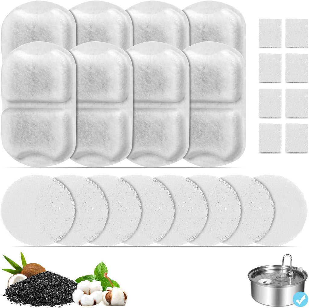Yoihabv 8 set dog water fountain replacement filters front view