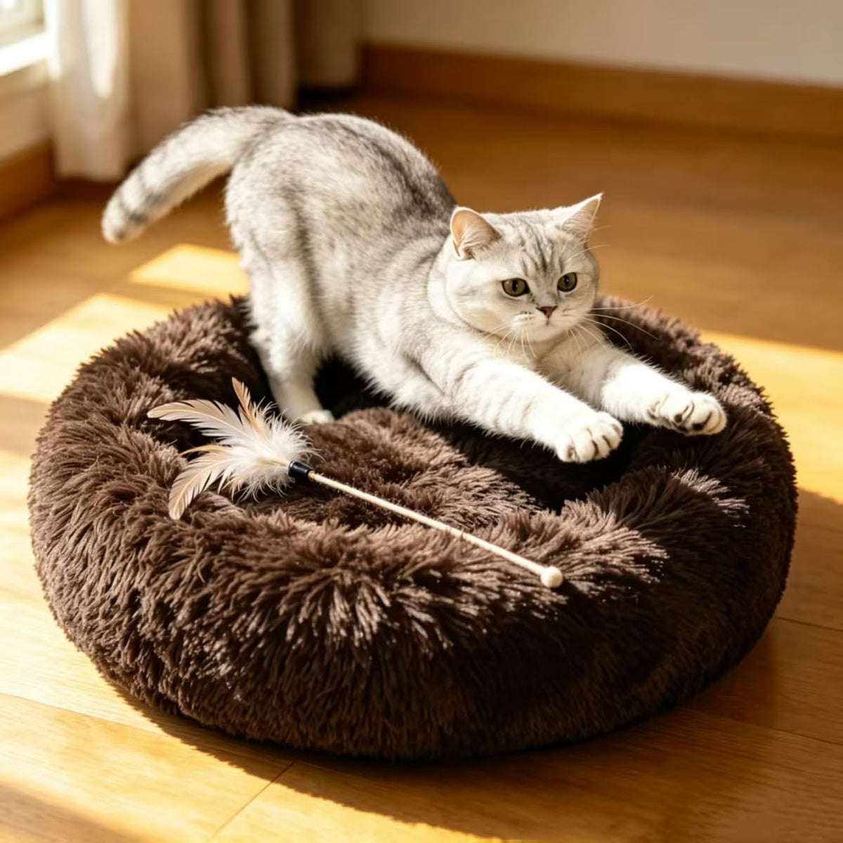 Cat Beds for Indoor Cats - Cat Bed Washable 20/24 inches, Dog Beds for Small Medium Dogs, Anti Anxiety Round Fluffy Plush Faux Fur Pet Bed, Thick Bottom (Pink, Medium) - Image 9