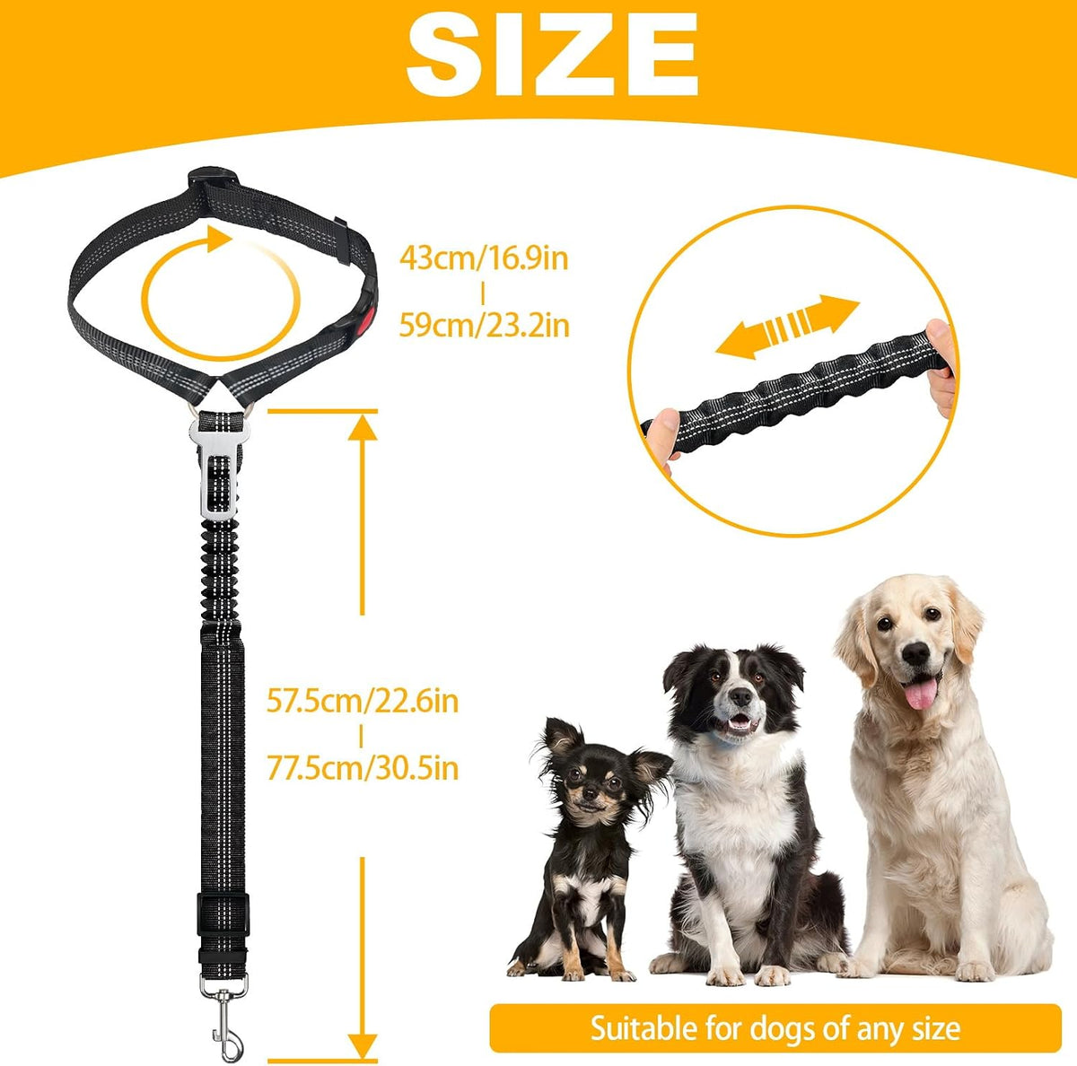 Close up of Frskcssd dog seat belt metal clasp and nylon material