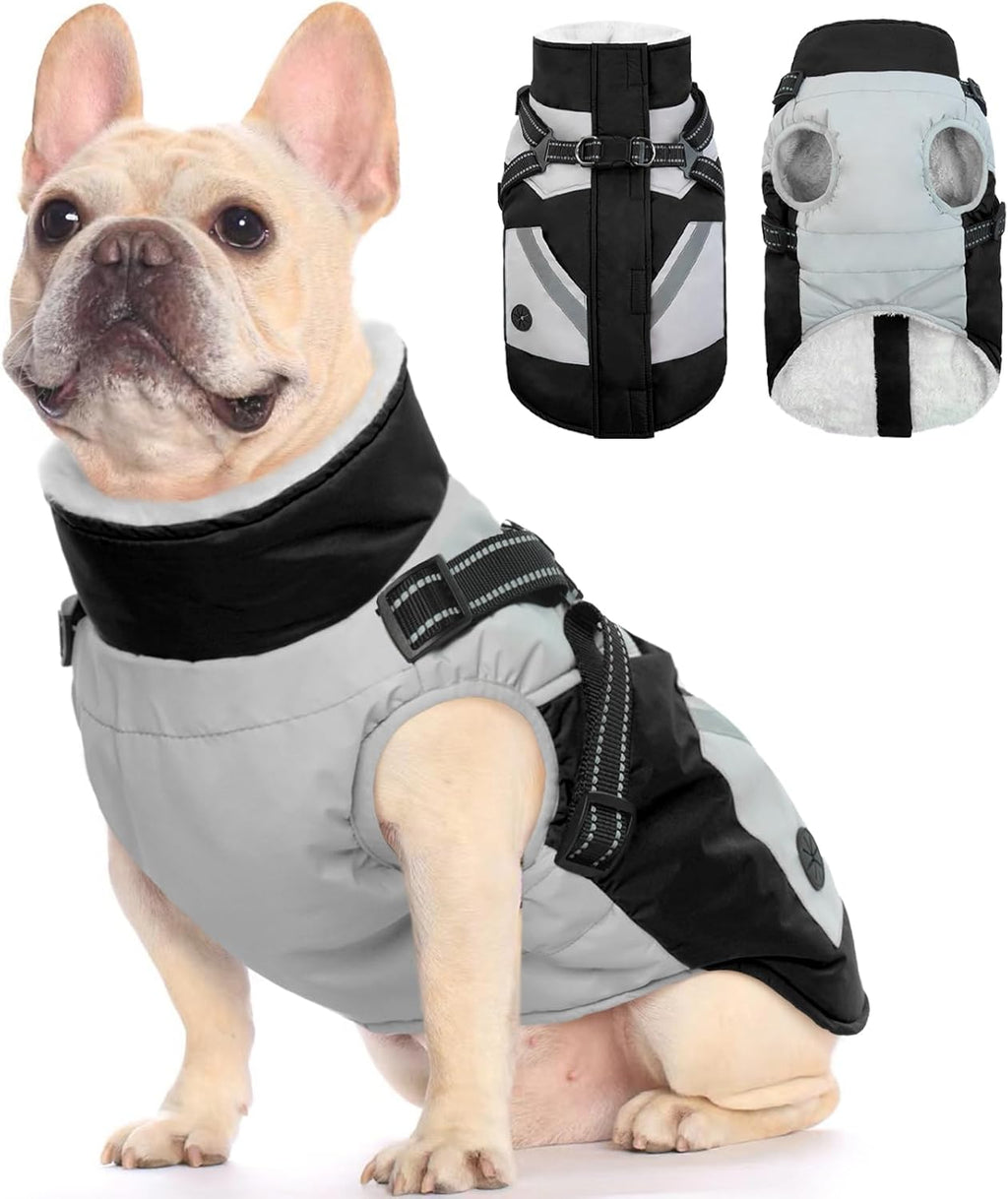 FUAMEY Dog Winter Jackets for Small Dogs,Dog Coat with Harness Built in,Waterproof Dogs Snowsuits Warm Pet Jacket Zip Up Fleece Cold Weather Coats Reflective Puppy Vest with Pocket Green XS - Image 13