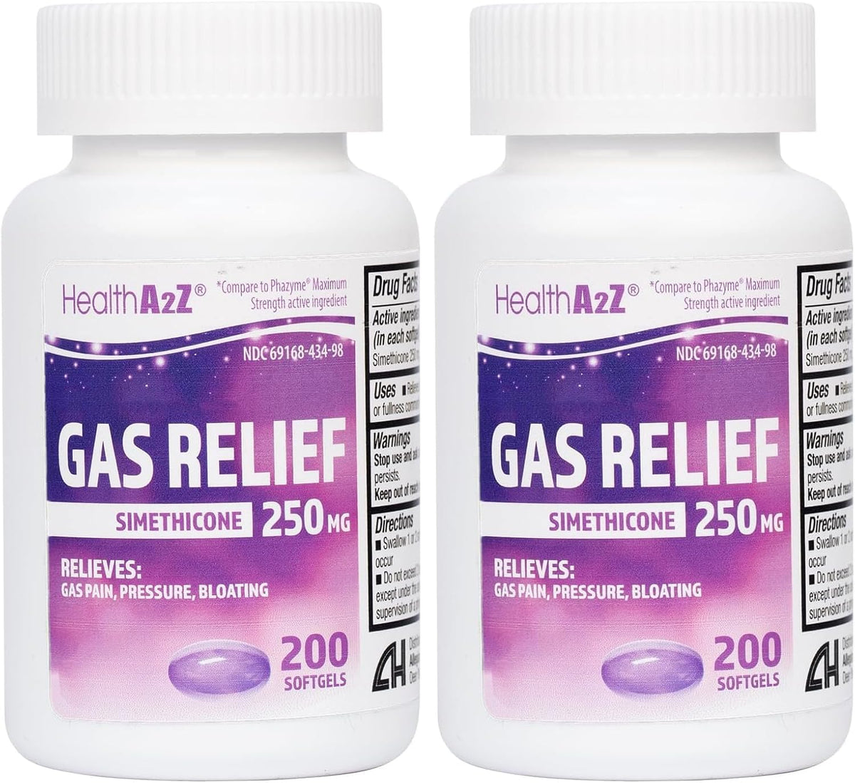 HealthA2Z(R) Gas Relief, Simethicone 250mg, Max Strength, 100 Purple Softgels - Image 9