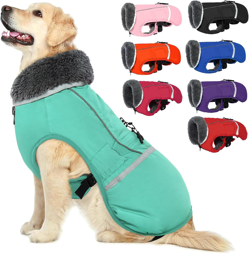 QBLEEV Warm Reflective Dog Jacket, Waterproof Winter Coat With Turtleneck, Thick Fleece Snowsuit for Cold Weather, Christmas Vest Pet Apparel for Small Medium Large Dogs L - Image 12