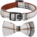 Faleela beige bowtie dog collar front view