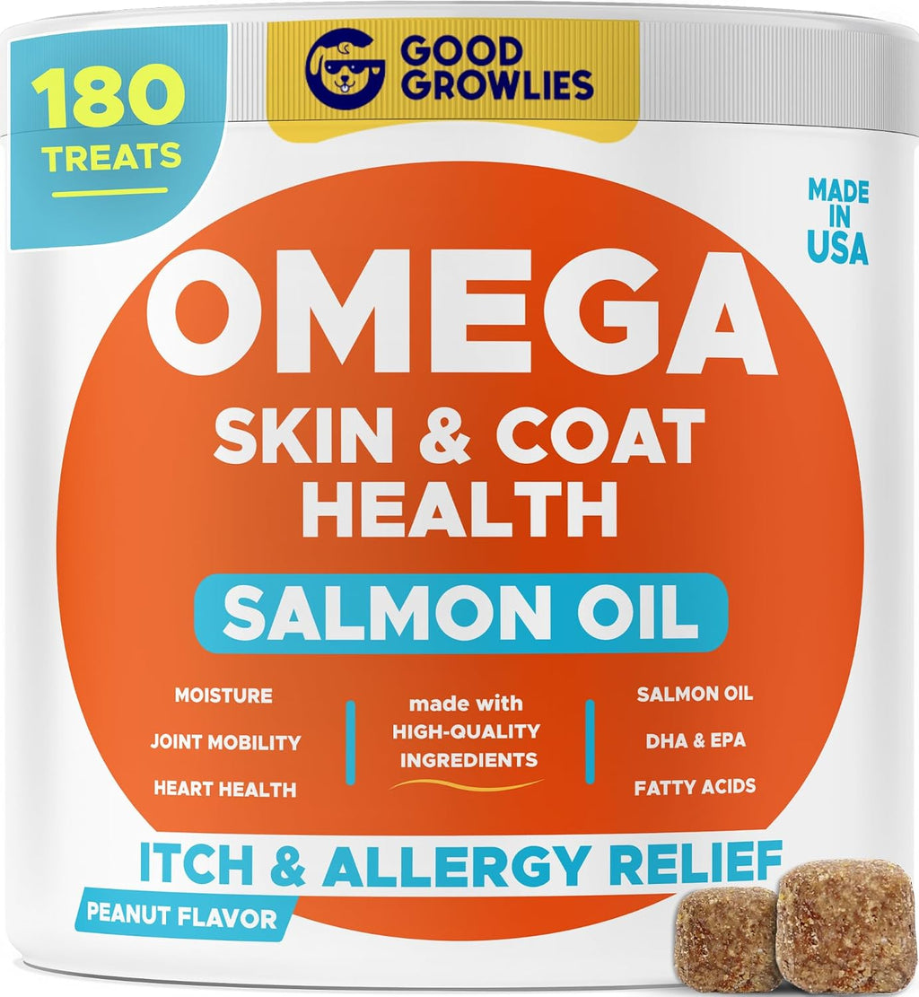 Omega 3 Fish Oil for Dogs (180 Ct) - Skin & Coat Chews - Dry & Itchy Skin Relief + Allergy Support - Shiny Coats - EPA&DHA Fatty Acids - Natural Salmon Oil Chews Promotes Heart, Hip & Joint Support - Image 13